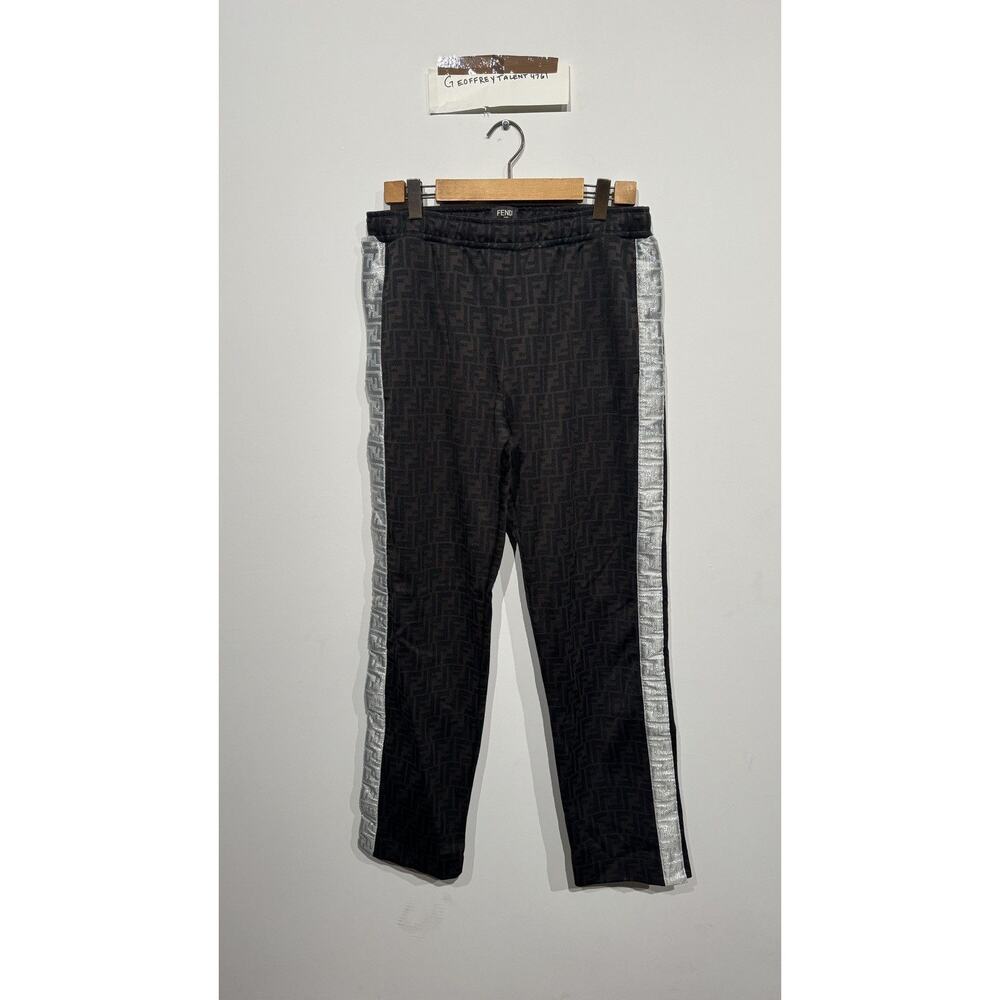 Fendi Vintage Black Zucca Monogram Track Pants - Size 50